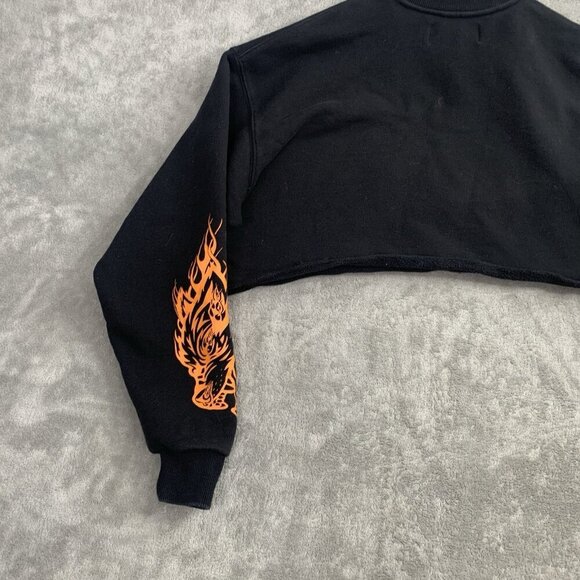Darc Sport Sweater Womens XS She Wolves Club Crop Top Crewneck Flames Numbered - Picture 8 of 9